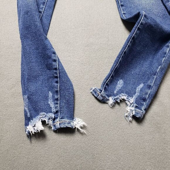 Kancan High Rise Distressed Hem Skinny Blue Jeans Weekday Blues High Rise Skinny - Picture 8 of 13